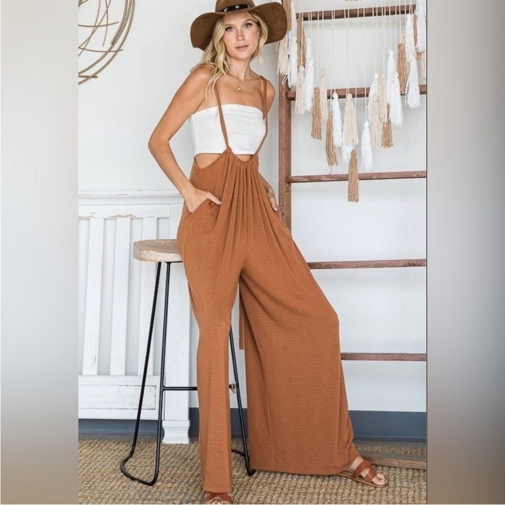 BUCKETLIST Tan Jumpsuit Effortless Style